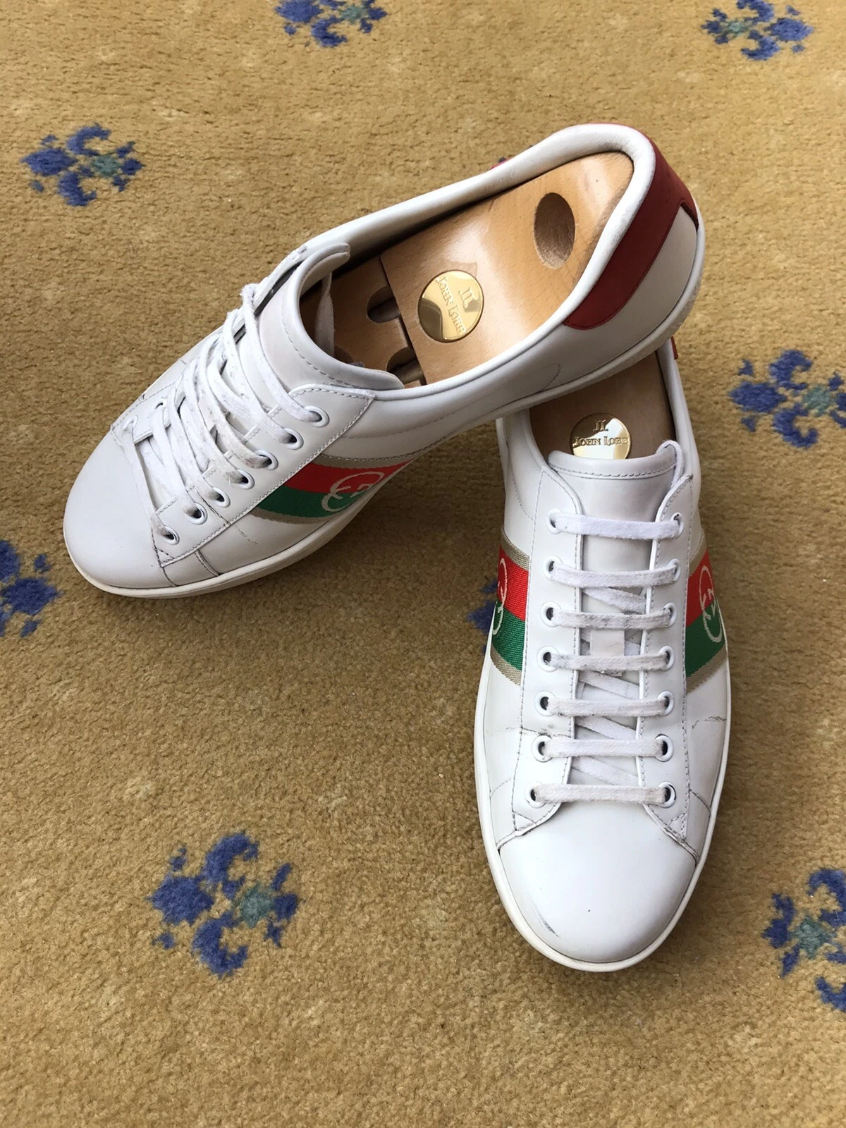 Gucci Trainer Baskets Chaussures Ace Blanc Entrelacé G Web Vert Rouge UK 8 US 9 42