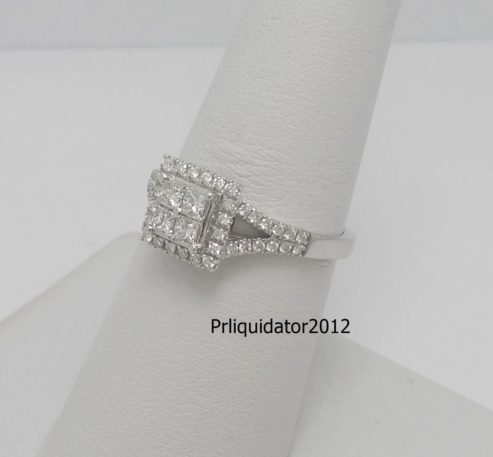 1/2CT Natural Diamond Halo Frame Engagement Wedding Bridal Ring 10K White Gold - Image 2 of 4