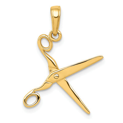 Avariah Massiv 14k Gelbgold 3-D Bewegliche Schere Anhänger - 24 mm