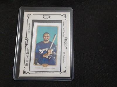 2010 Topps 206 Prince Fielder Silk Mini Framed Cycle Serial #'d 28/50 Brewers 