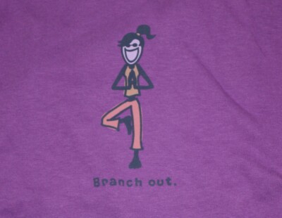 Large NWT Women's Life is Good Jackie Branch Out Purple RELAXED Fit SS Crusher