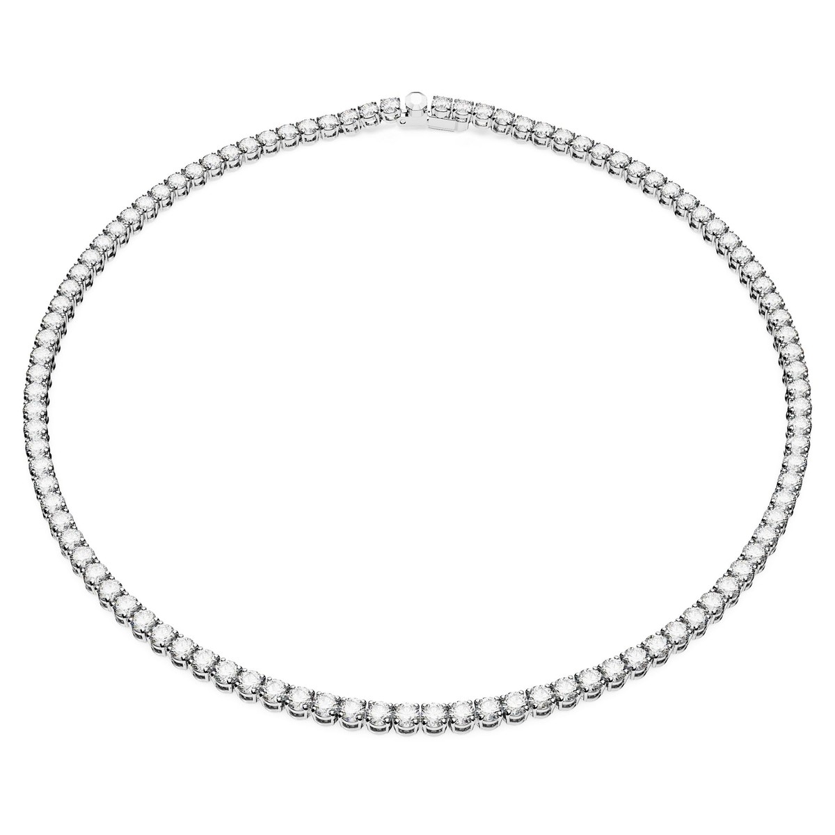 Swarovski Matrix Tennis Necklace Large, Round Cut, White, Rhodium