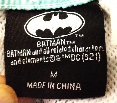 Batman DC Comics Light Blue Lined Stretch Waist Men's Bathing Suit/Trunks Size M - Picture 4 of 6