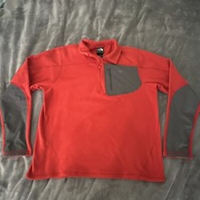 The North Face 1/4 Zip Fleece Red Gray Mens M Polartec Classic