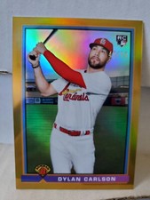 Dylan Carlson 2021 Bowman Chrome 91B-DC 1991 Bowman Gold Refractor /50 Rookie RC
