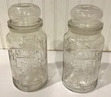 Lot of 2 VTG Planters Mr. Peanut 75th Anniversary Glass Jar Canister w/ Lid 1981