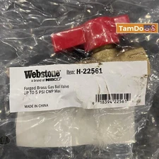 Webstone Nibco Brass Forged Gas Ball Valve H-22561 5 PSI