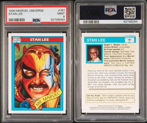 1990 Marvel Universe #161 Stan Lee PSA 9 Mint - Picture 3 of 3