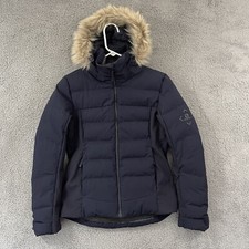 Salomon Jacket Womens S Blue Stormcozy Hooded Puffer 10k Ski Stormloft Pocket