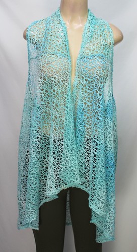 Caroline Morgan Women's Mesh Cardigan Sleeveless Light Green Size 12 - Picture 2 of 7