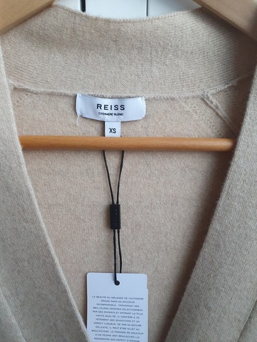 Reiss Rhea lange gestrickte Strickjacke Kamel Größe XS UVP £165 - Bild 5 von 11
