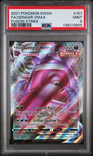 2021 POKEMON SWORD & SHIELD FUSION STRIKE #157 FULL ART/GENGAR VMAX PSA 9