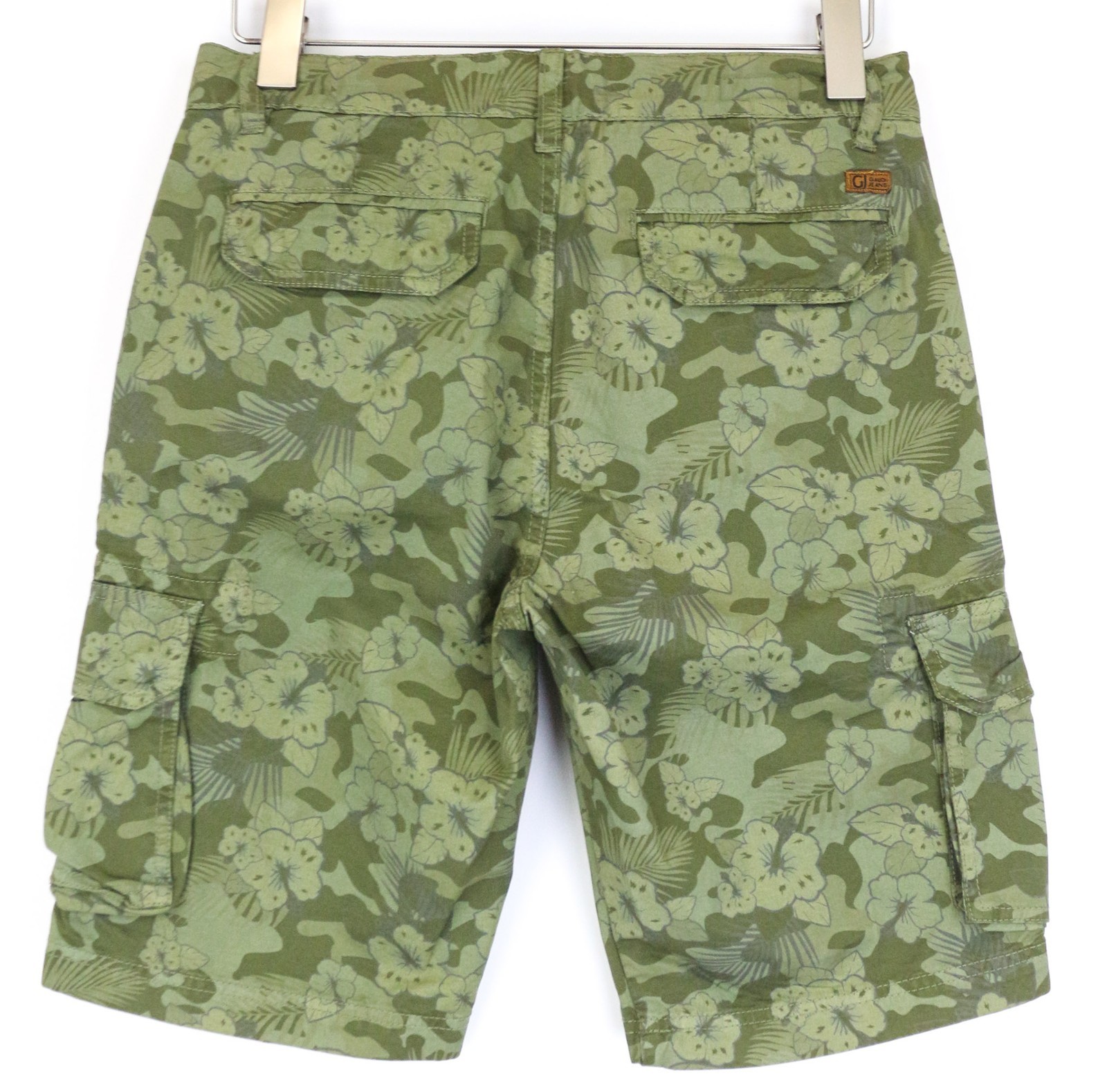 Gaudi Jeans Mens Cargo Shorts W29 Green 100percent Cotton Floral Lining image 2