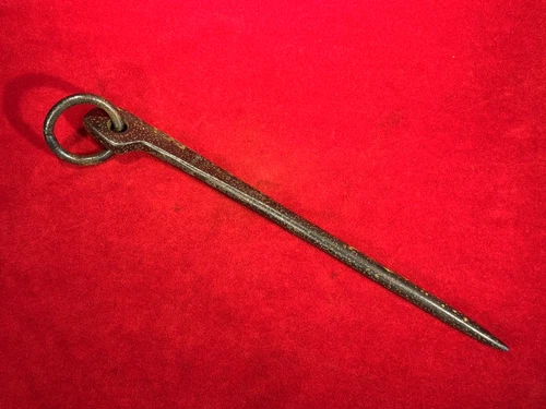 RARE CIVIL WAR ERA PICKET PIN MARKED "U.S." / SOLID BLACKSMITH FORGED IRON