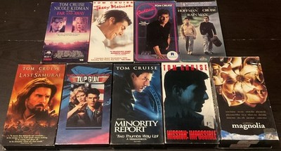 Tom Cruise VHS Lot of 9 - Top Gun, The Last Samurai, Cocktail, Minority Report, 