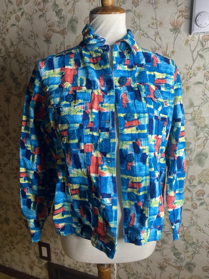 Chaqueta Blazer Draper & Damons Talla Mediana Modernista Op-Art Glam Tejido Algodón Foto 4 de 4