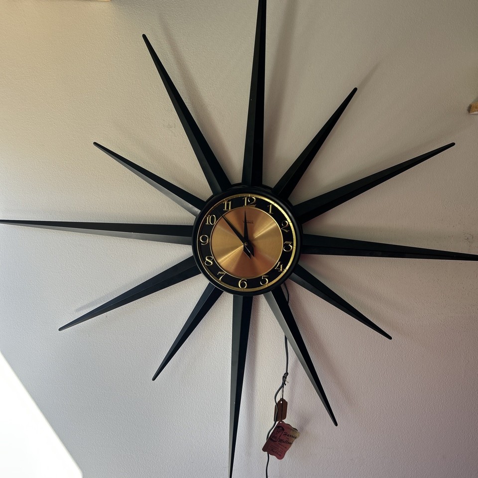 Verichron Mid Century Starburst Wall Clock All Original With Vintage Tags