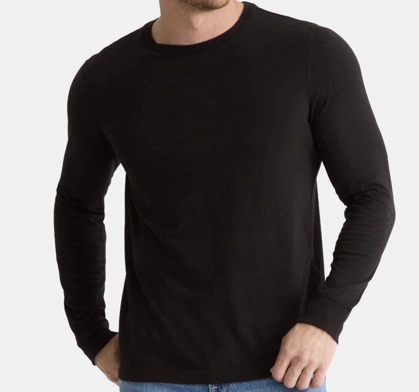 GEORGE Men’s 2XL (50-52) Long Sleeve Cotton Crew Tee T-Shirt • Black