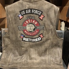 Indian Motorcycle Leather Vest - Massive Back Patches Men's Size 58 5XL POCKETS