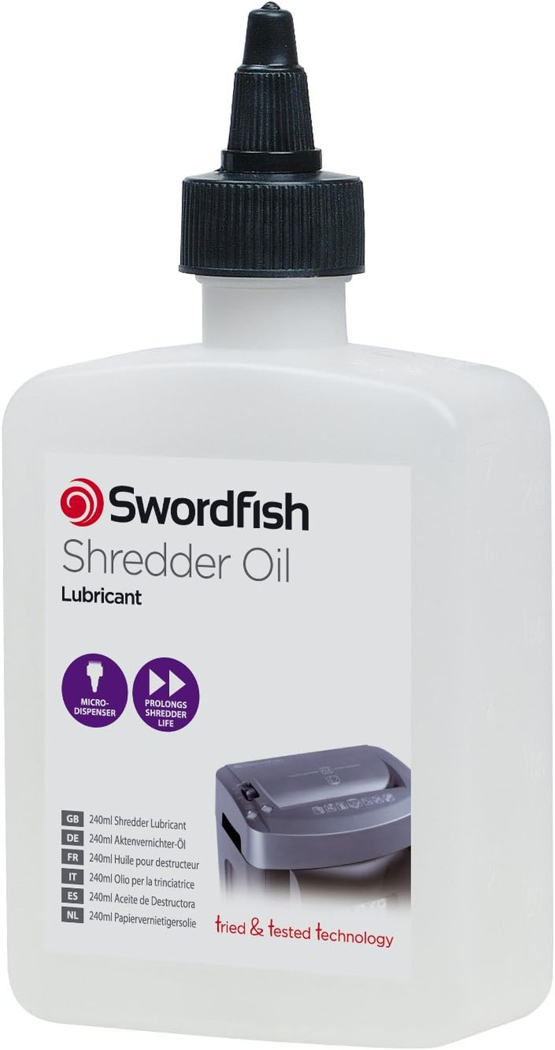 Swordfish Shredder Oil Lubrication Bottle 240Ml - Suitable for All Paper Shredde