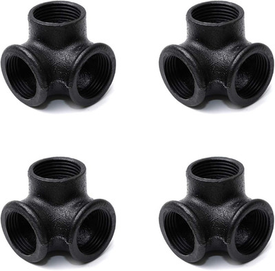 1/2'' Black Side Outlet Elbow, Home TZH Cast Malleable Iron 3 Way Corner Pipe Fit