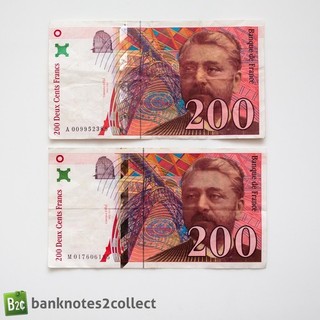 FRANCE: 2 x 200 French Franc Banknotes.