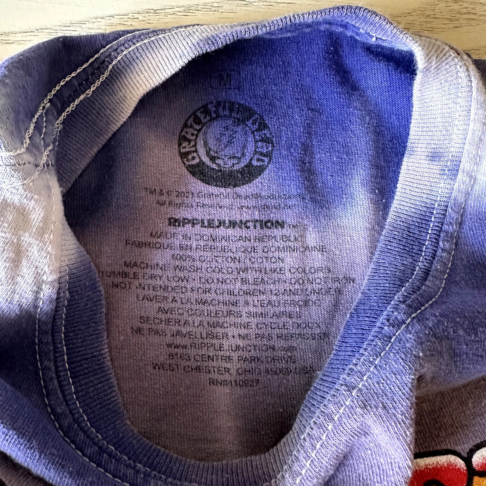 ALTRA Camicia Grateful Dead Bear viola bianca tinta unita taglia media