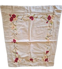 Pottery Barn Embroidered Linen Cotton Floral Standard 30x24 Pillow Sham VGC