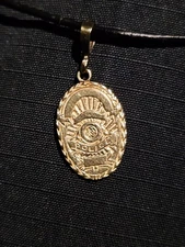 New 14k Yellow Gold Police Officer Badge Pendant 2.2g