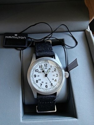 Hamilton Khaki Field White Men's Watch -  Full Set white dial green lume