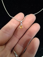Yellow Sapphire 925 Sterling Silver Pendant Necklace 14k Wgp 22