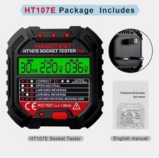 HABOTEST HT107 Pro Socket Tester - RCD Test, Voltage, Ground/Neutral, UK Plug