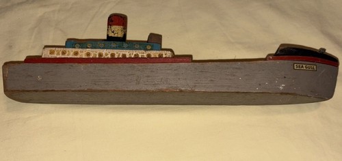 Vintage Keystone? Toy Boat Wooden Toy Cargo Ship Sea Gull Wood - Picture 2 of 8