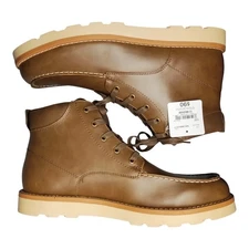 Mutual Weave Drew Ankle Boots Mens US Size 13M Brown Synthetic Moc Toe Lace Up