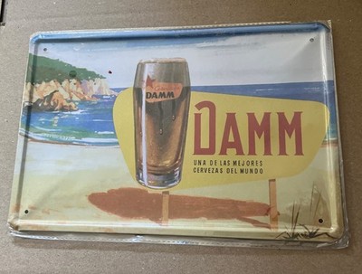 Estrella Damm Beer Sign - Barcelona Metal Tin Wall Decor Pub Bar Man Cave 12x8 