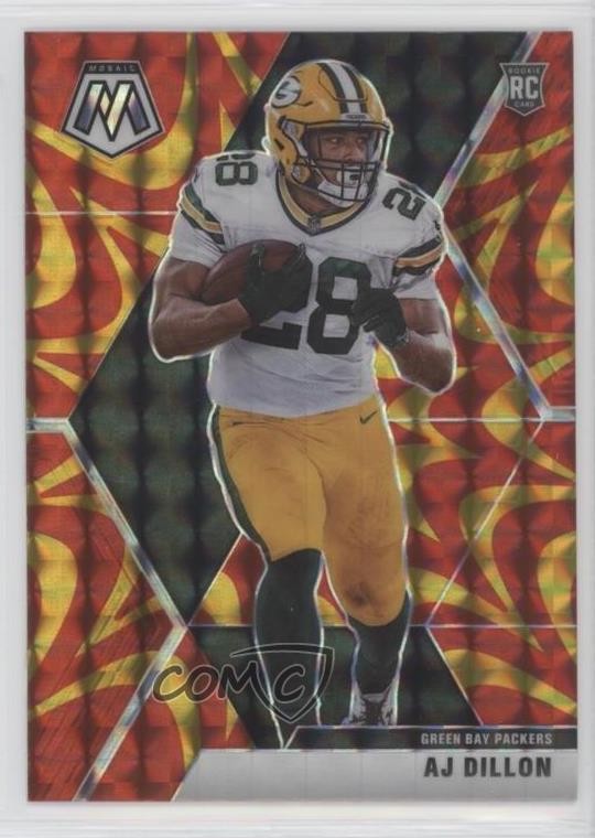 2020 Panini Mosaic Rookies Reactive Gold Mosaic Prizm AJ Dillon #226 0ld5