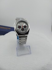 Pulsera Bull Head Cuarzo Cronógrafo 43mm Plata Integrada Acero Inoxidable Nueva