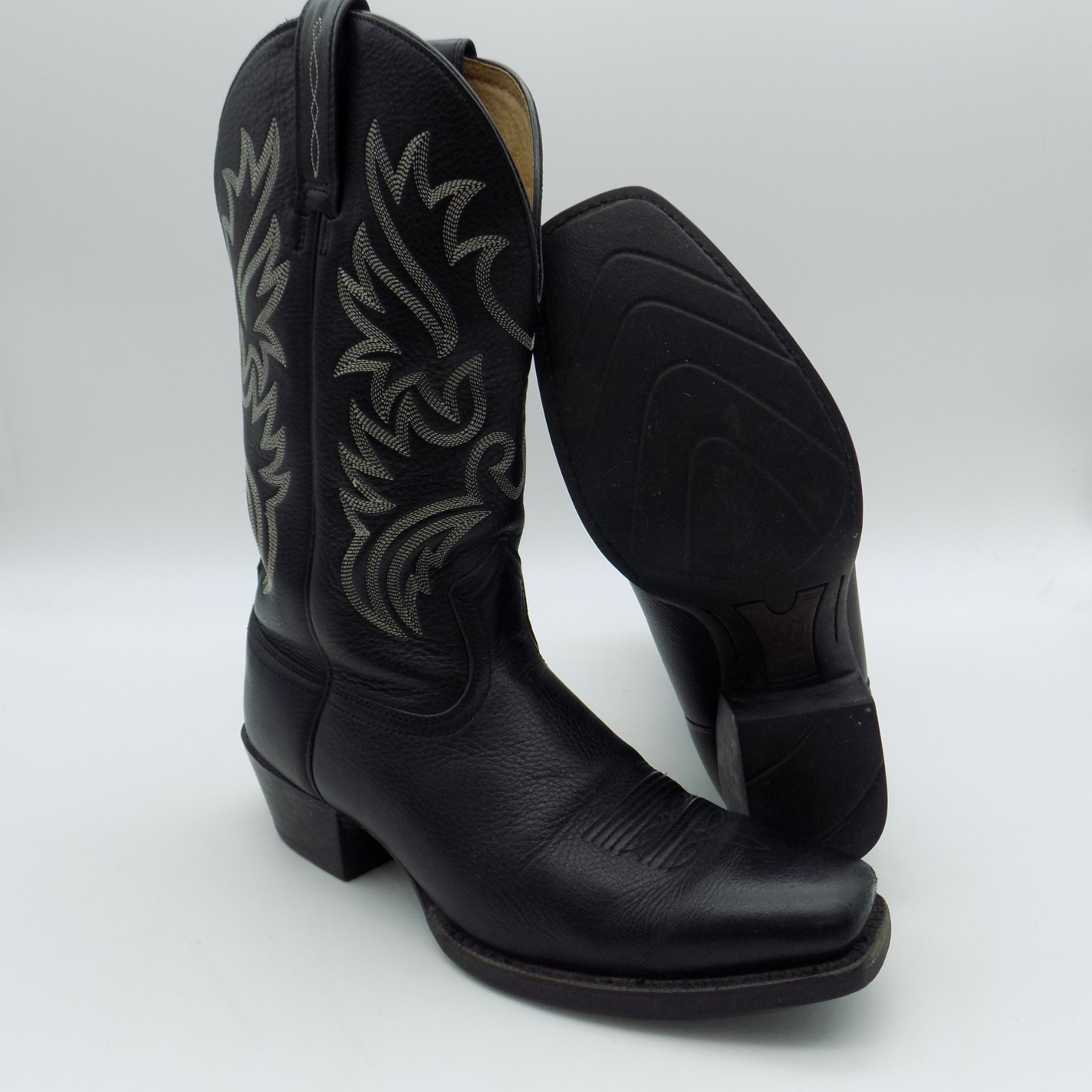 S Size 11.5d Black Deertan Square Toe Cowboy Western 1000229