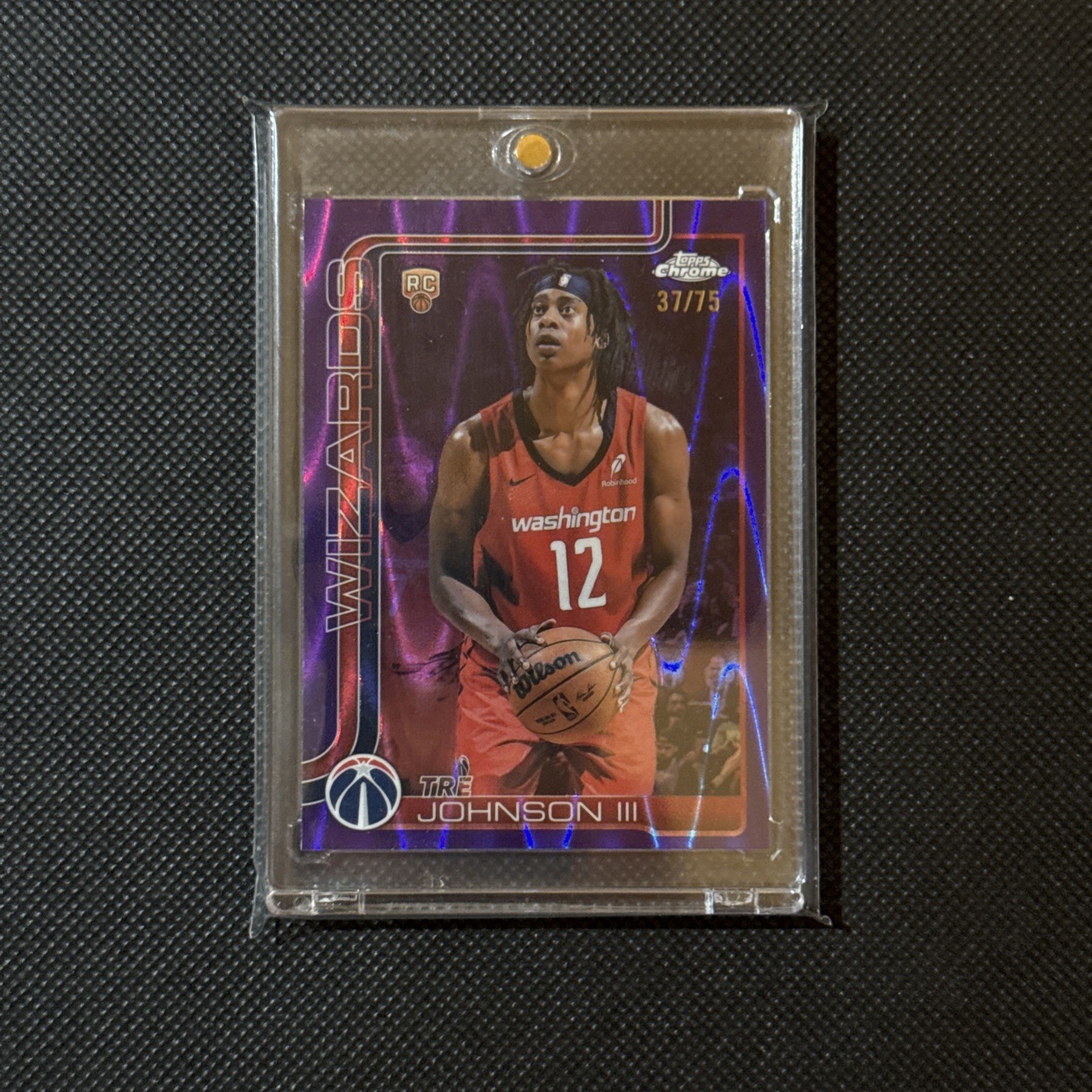 2025-26 Topps Chrome Tre Johnson III #256 RayWave Purple #’ed /75 RC Rookie Card