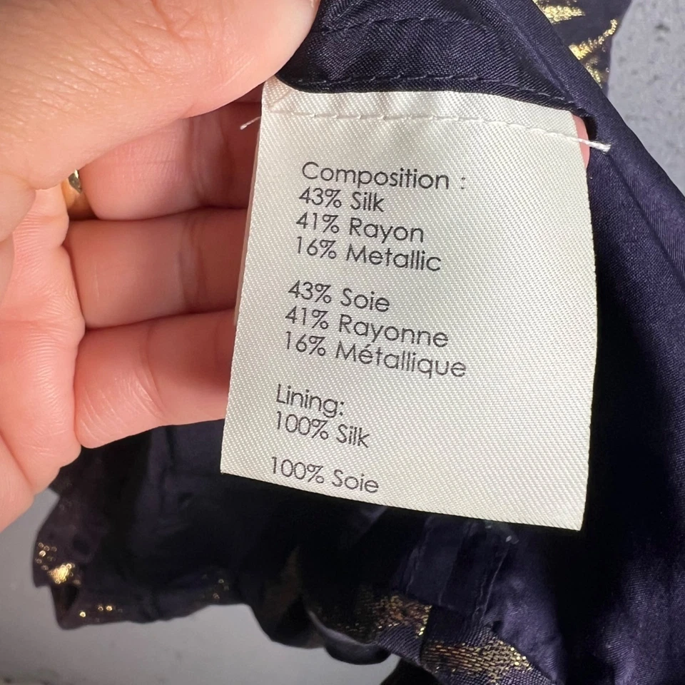 Vestido Phillip Lim Metálico Estampado Cebra Hombro Descubierto Talla 2 Púrpura Dorado Foto 4 de 4