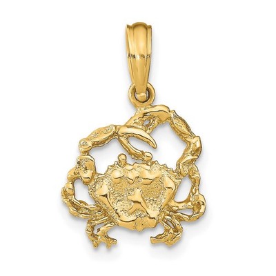 14k Gelbgold 2-D strukturierte Krabbe Anhänger K7668