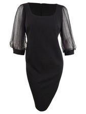 Calvin Klein Women's Illusion-Sleeve Dress (2, Black)
