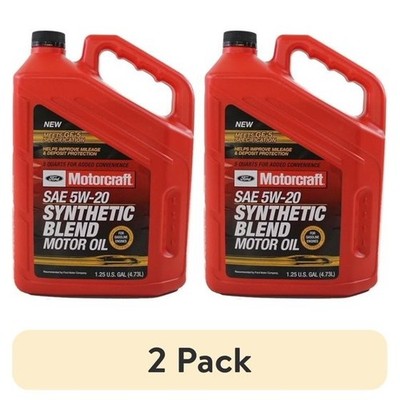 2 Pack Motorcraft Synthetic Blend Motor Oil 5W-20, 5-Quart Jug, Sold By Each.