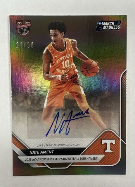 Nate Ament 2025 Bowman Bowman U Now March Madness Autograph Relics