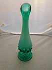 Fenton Green Opalescent Uranium Swung Bud Vase