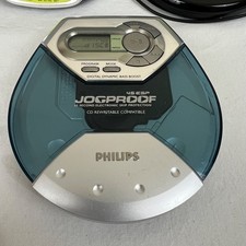 Vintage Philips AX5111/17 Portable Jogproof CD Player Silver Blue Beltclip Works