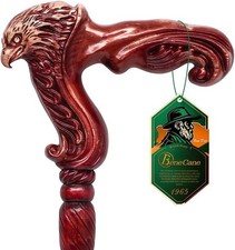 Handmade Wooden Walking Cane Eagle Handle Detachable Ergonomic Grip Brown Stick