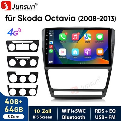 64GB CarPlay Android Autoradio BT Navi GPS Für Skoda Octavia 2 1Z3 1Z5 2008-2013