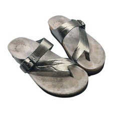Mephisto Women's sz 6/ 36 Helen Toe Loop Sandals pewter metallic France