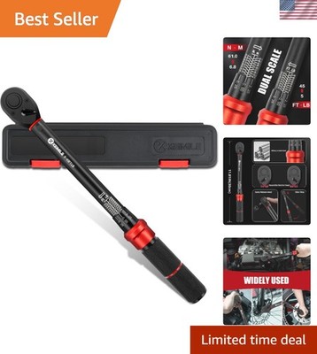 Professional 3/8-Inch Adjustable Click Torque Wrench - 5-45 Ft-Lb for Mechanics